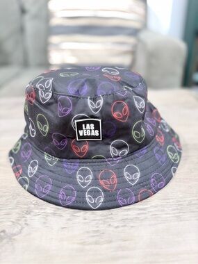 Black and Neon Alien Print Bucket Hat- Las Vegas